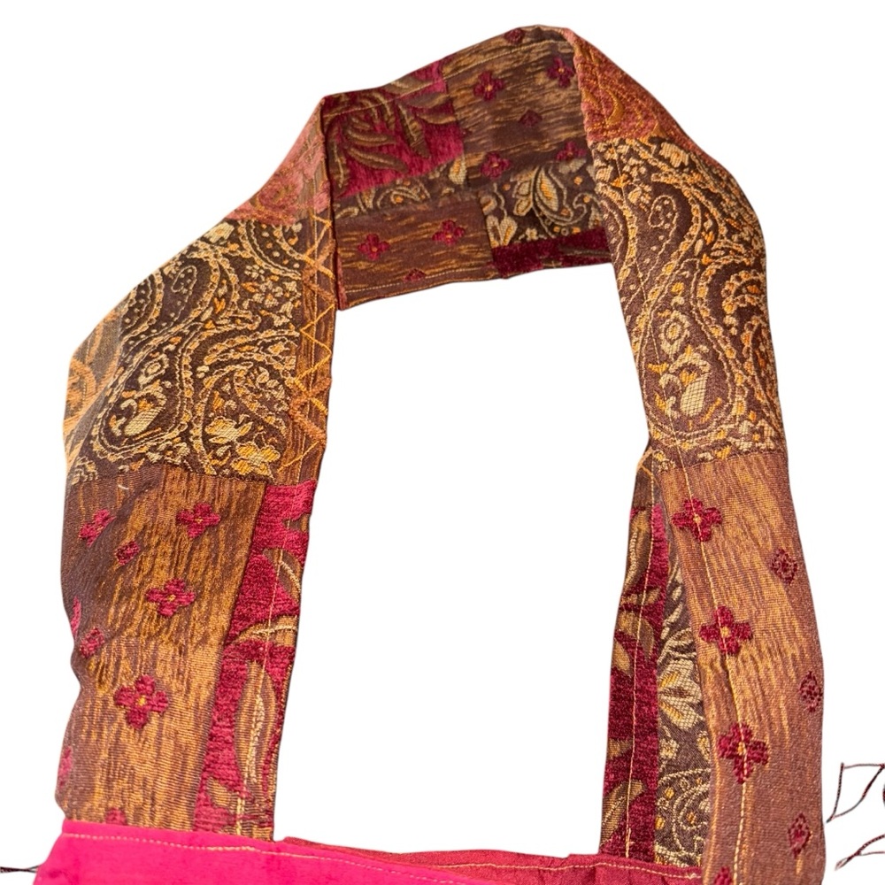 Upcycled Boho Fringe Crossbody Shoulder Bag Cheetah Handmade Sequins Wide Strap - Picture 3 of 8